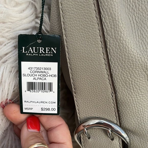 LAUREN RALPH LAUREN Cornwall Pebbled Leather HandBag/Purse/Slouch Hobo NWT - Picture 9 of 16